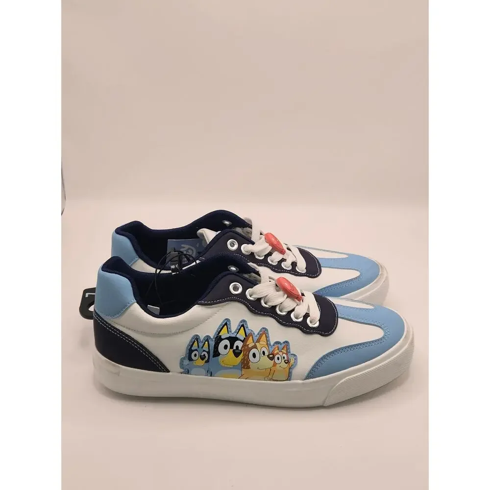 Bluey Kids Low Top Sneakers White Blue Lace Up Shoes Size 7 NEW